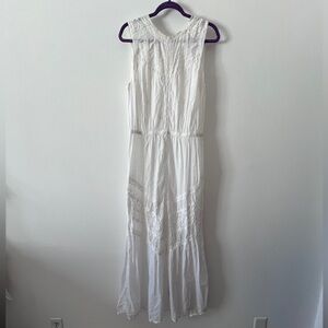 Embroidered white cotton maxi dress